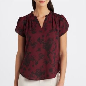 41 Hawthorn Burgundy Floral Blouse